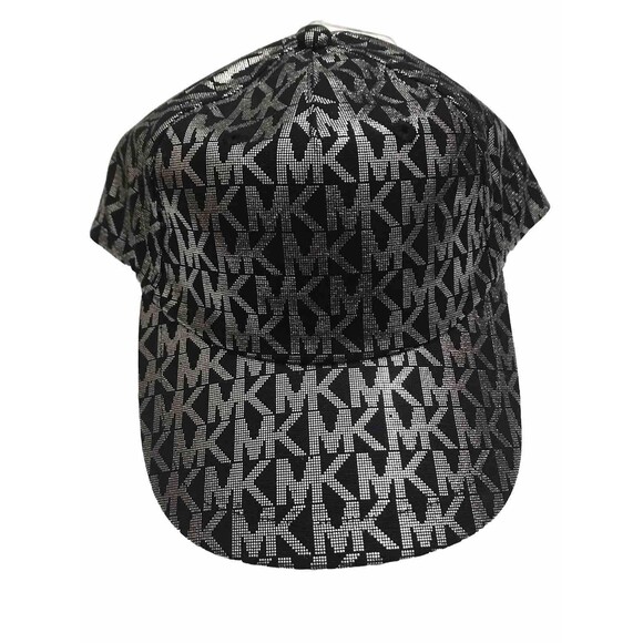 Michael Kors Accessories - Michael Kors Monogram MK Logo Black / Silver Baseball Cap Hat One Size NWT